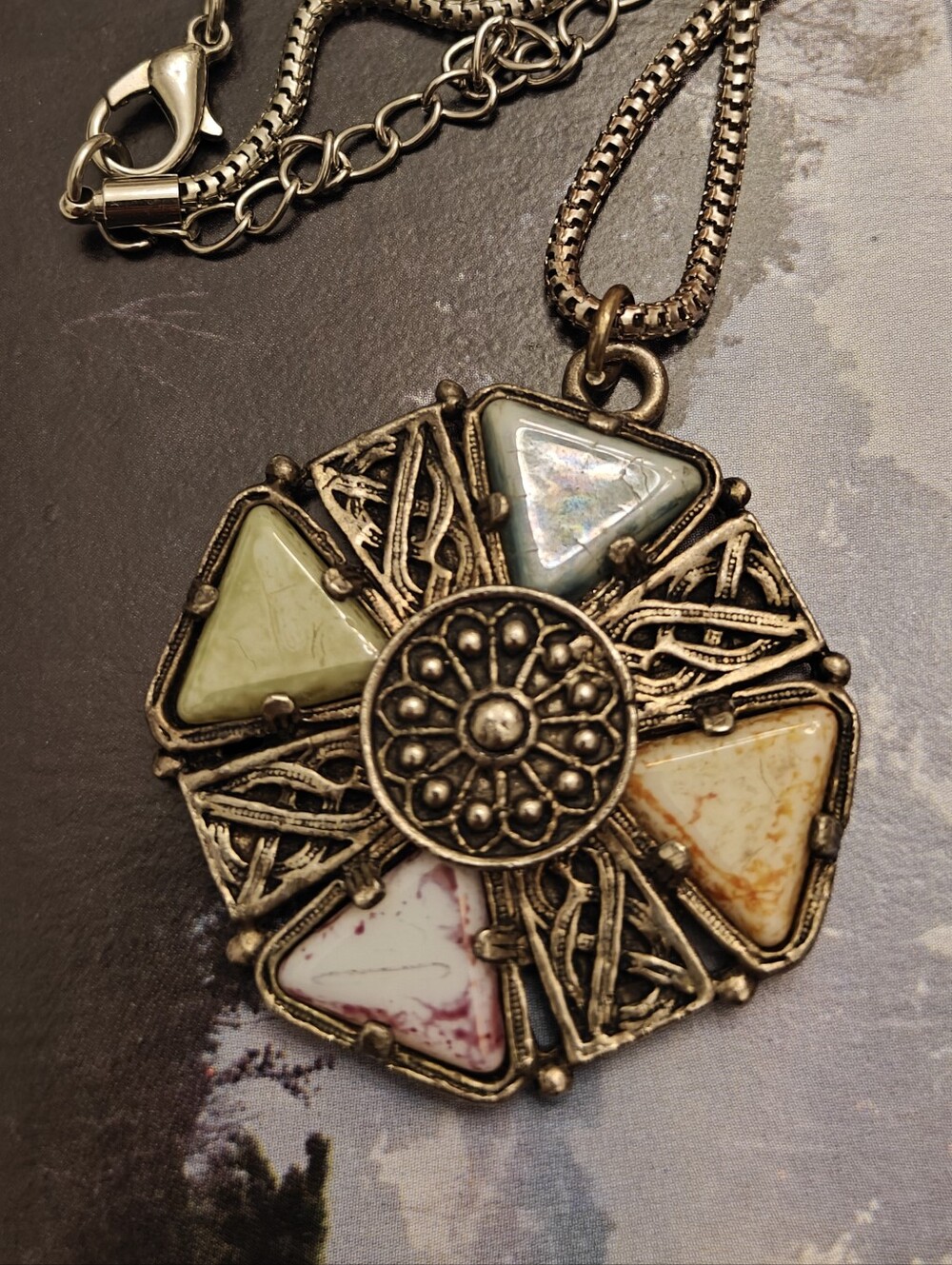 Vintage Scottish Celtic Cross Pendant Long Necklace